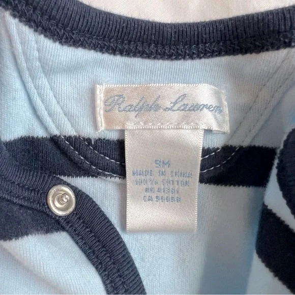 Ralph Lauren Blue Striped One-Piece, Size 9 Months - Picture 3 of 3